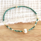 Minimal Turquoise and Pearl Bracelet