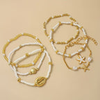 Coastal Gold & Pearl Bracelet Set of 6