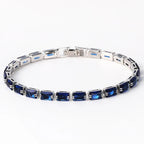 Modern Sapphire Silver Twisted Bracelet