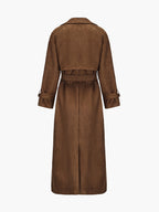 Nadine | Chic Long Suede Trench Coat with Waist Belt