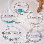 Turquoise Feather Bracelet Set